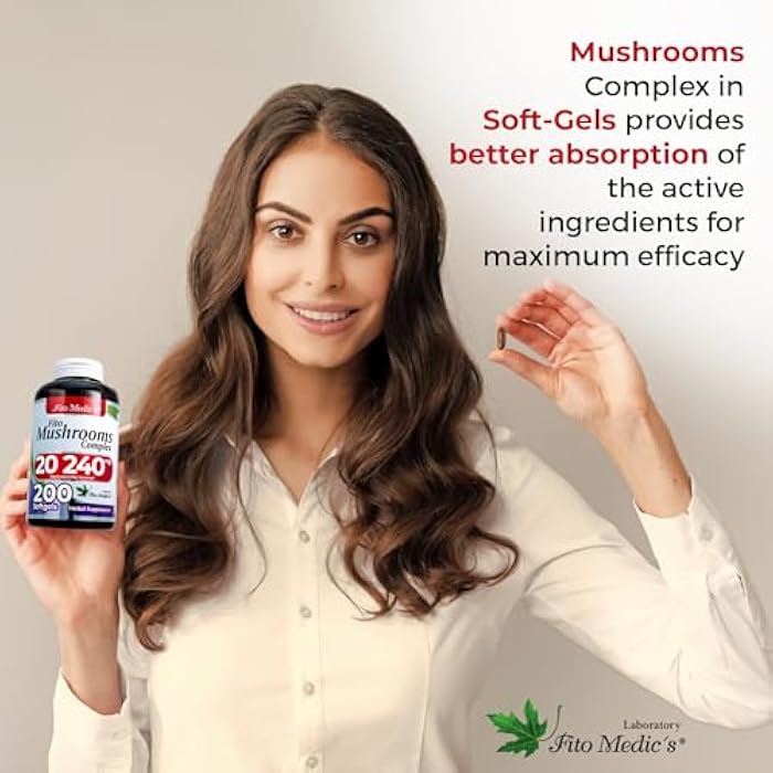 FITO MEDIC'S Lab Mushroom Complex Supplement, 18 Species Blend, 200 Softgels - Image 4