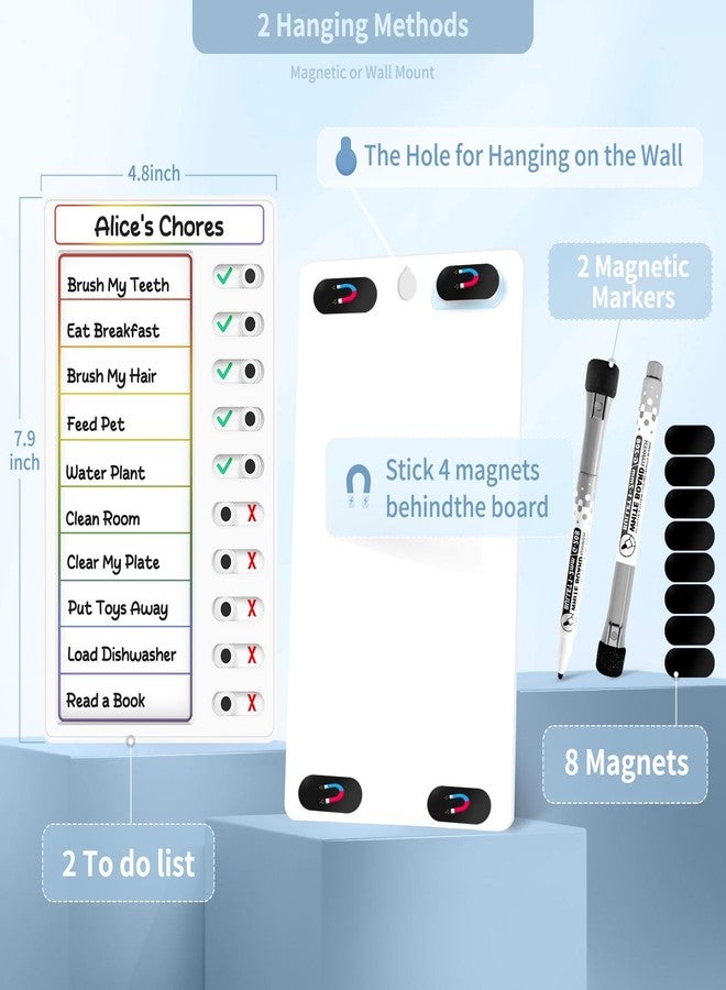 Jupyn 2 Pcs Chore Chart for Kids: Dry Erase My Chores Slider Chart, Magnetic Visual Schedule for Fridge, Kids Daily Checklist - ADHD Tools: to Do List and Routine Chart for Multiple Kids (Rainbow 2-pack) - Image 4