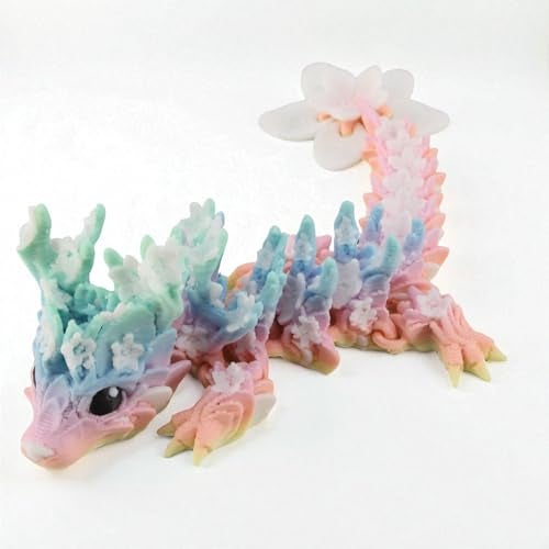 PowerTRC Mini Articulated 3D Printed Dragon Cute Baby Blossom Dragon Poseable Fidget Toy for Teens Adults 55 Inches Made in USA - Image 1