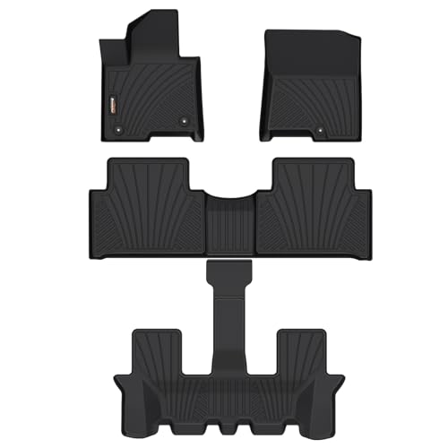Binmotor-All Weather Floor Mats for Kia Sorento Hybrid 2025 2024 2023 2022 2021(PHEV & HEV), 1st & 2nd & 3rd Row Full Set, Heavy Duty TPE Car Floor Liners Black for Kia Sorento Hybrid Accessories - Image 1