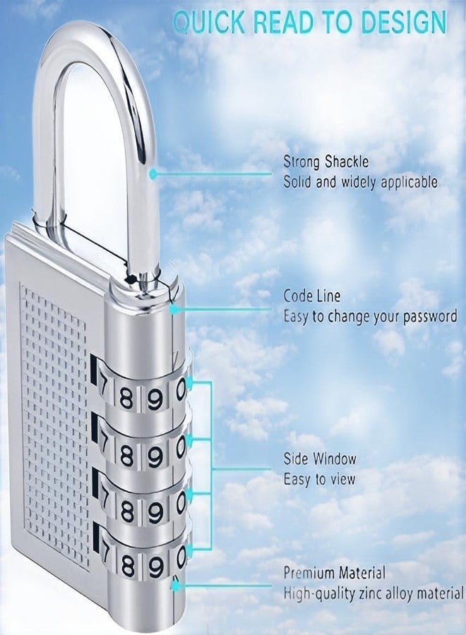 VIVITO 4-Digit Safe Pin I 4 digit combination Padlock lock | Silver Zinc Alloy 4 digit Lock |4 digit padlock Pack of 1 |4 digit number lock Cute Design|Secure Your Luggage, Tool Box, Gate, and More BY VIVITO - Image 4