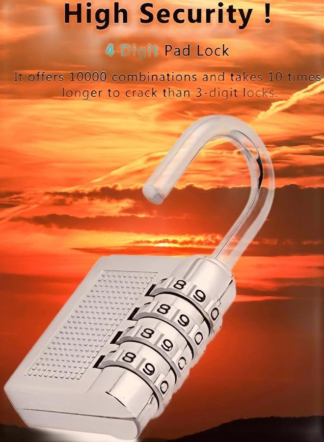 VIVITO 4-Digit Safe Pin I 4 digit combination Padlock lock | Silver Zinc Alloy 4 digit Lock |4 digit padlock Pack of 1 |4 digit number lock Cute Design|Secure Your Luggage, Tool Box, Gate, and More BY VIVITO - Image 3