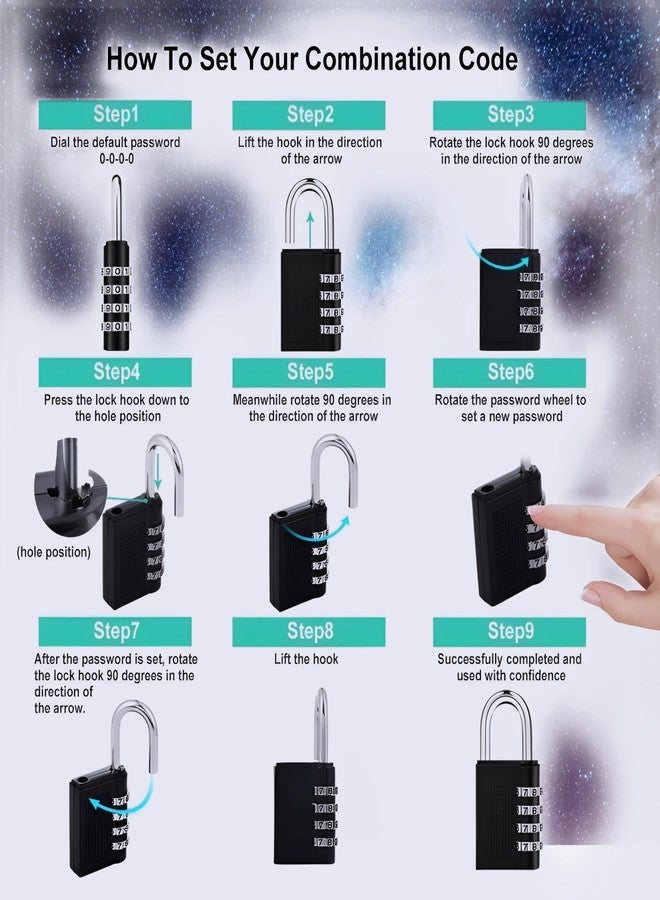 VIVITO 4-Digit Safe Pin I 4 digit combination Padlock lock | Silver Zinc Alloy 4 digit Lock |4 digit padlock Pack of 1 |4 digit number lock Cute Design|Secure Your Luggage, Tool Box, Gate, and More BY VIVITO - Image 5