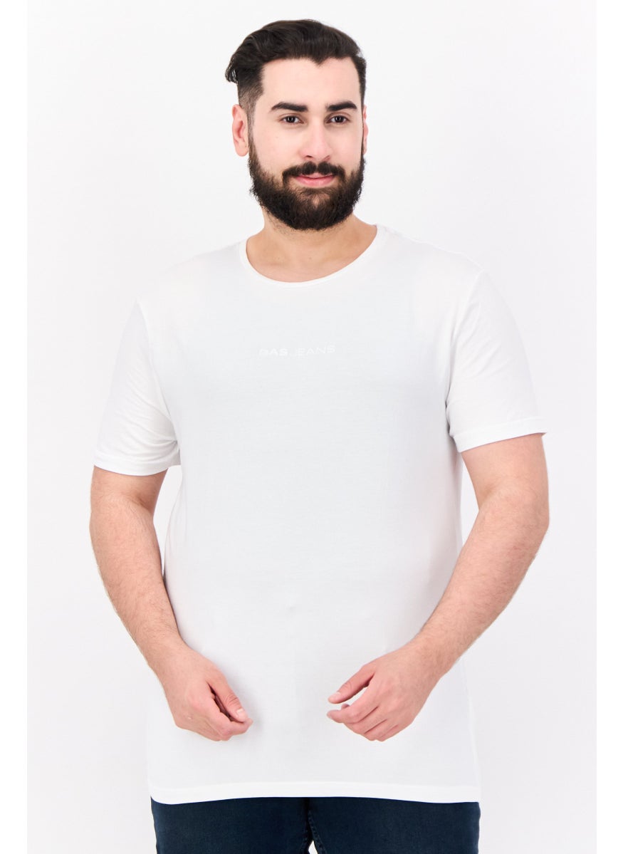 GAS - Men Crew Neck Short Sleeves Brand Logo T-Shirt, White - Image 1