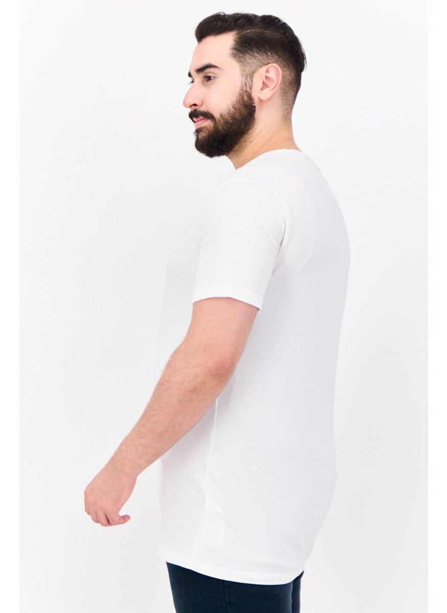 GAS - Men Crew Neck Short Sleeves Brand Logo T-Shirt, White - Image 1