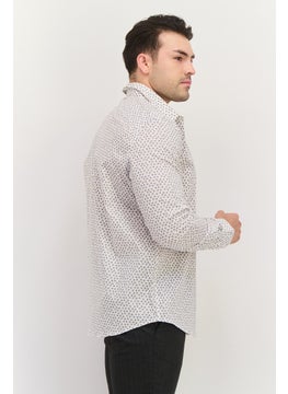 Jules Men Regular Fit Allover Print Long Sleeves Casual Shirt, Beige  - Image 2