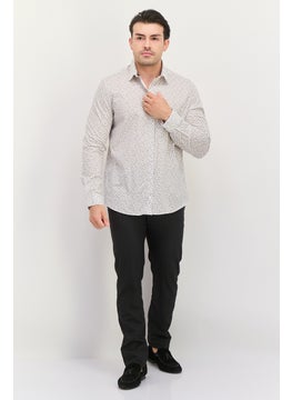 Jules Men Regular Fit Allover Print Long Sleeves Casual Shirt, Beige  - Image 3