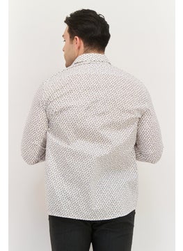 Jules Men Regular Fit Allover Print Long Sleeves Casual Shirt, Beige  - Image 4