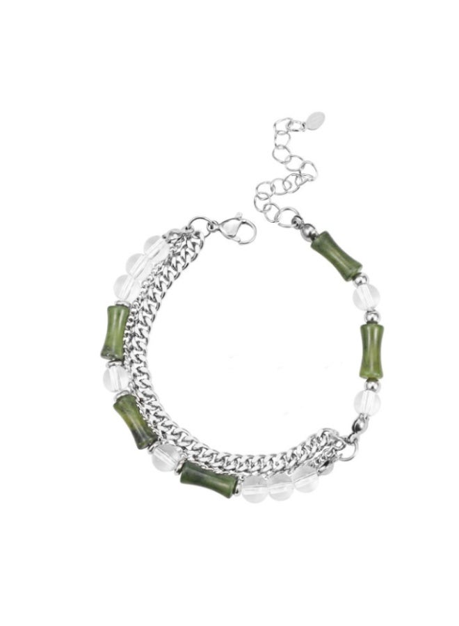 لاتين سوار أنيق من التيتانيوم والفولاذ وحجر اليشم للرجال والنساء - مزيج مثالي بين الكلاسيكية والمعاصرة - Image 3