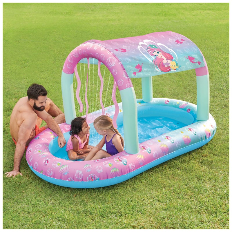 SwimWays Disney Princess Ariel Water Castle Deluxe Inflatable Pool, Above Ground Pool with Canopy and Fast Inflation for Kids Aged Aged 3 & Up - Image 2