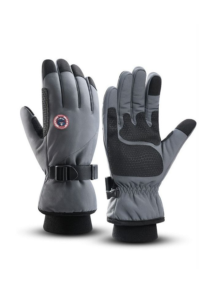 Golovejoy Outdoor Waterproof And Windproof Warm Cycling Plush Gloves Zipper In Winter