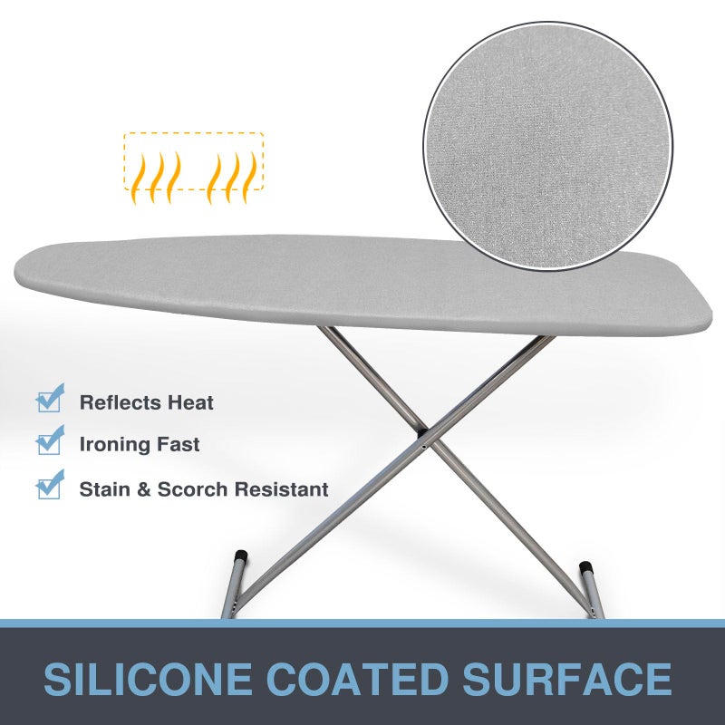 VividPaw Ironing Board Cover and Pad, 15x49, Thick Padding, Elastic Edge, Silicone Coated, Resist Scorching, Adjustable Fastener, 15x48, Heavy Duty Padded Iron Board Covers Grey - Image 2