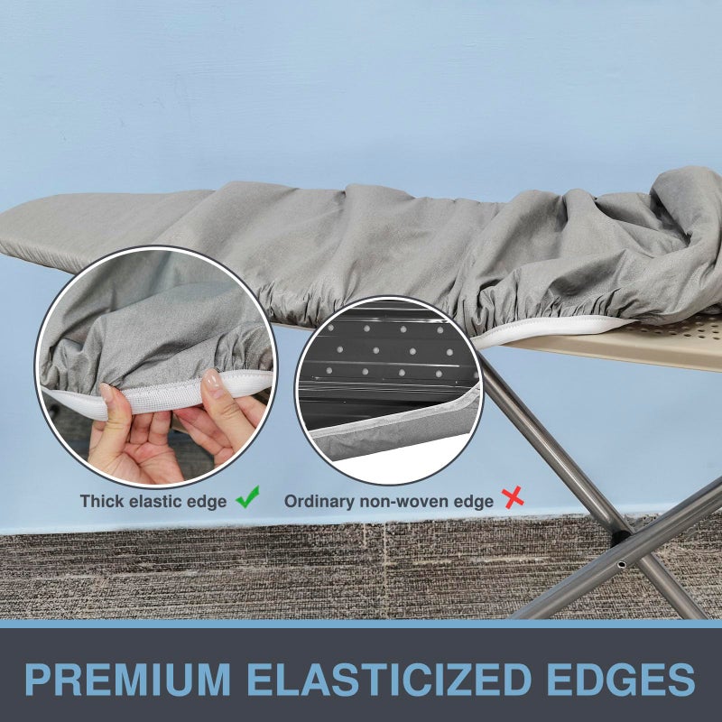 VividPaw Ironing Board Cover and Pad, 15x49, Thick Padding, Elastic Edge, Silicone Coated, Resist Scorching, Adjustable Fastener, 15x48, Heavy Duty Padded Iron Board Covers Grey - Image 3