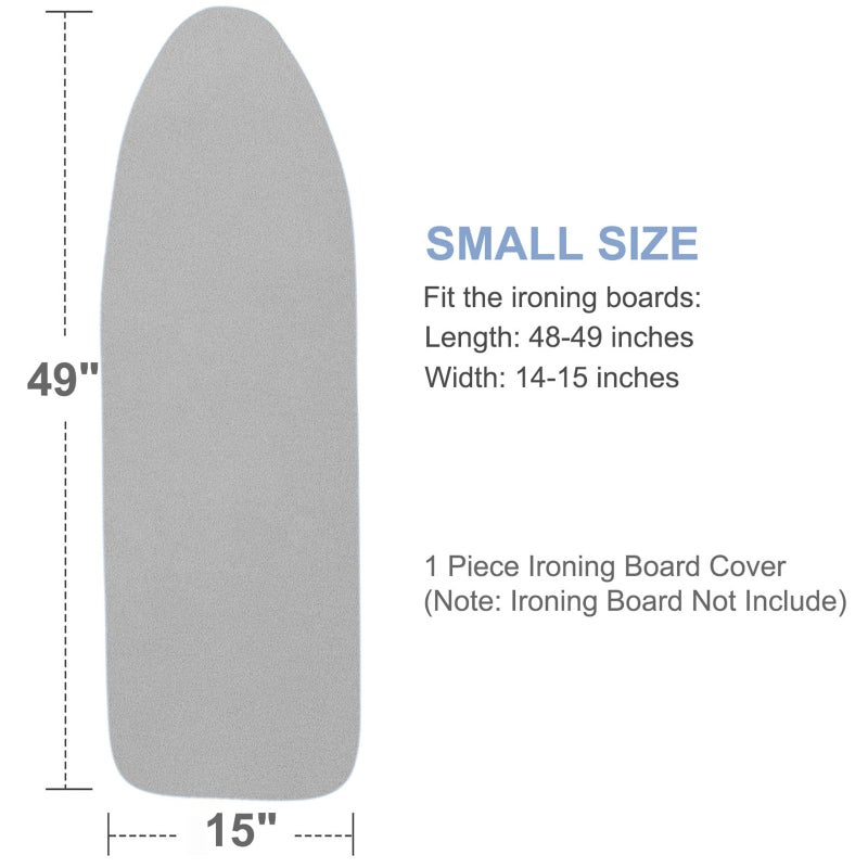 VividPaw Ironing Board Cover and Pad, 15x49, Thick Padding, Elastic Edge, Silicone Coated, Resist Scorching, Adjustable Fastener, 15x48, Heavy Duty Padded Iron Board Covers Grey - Image 5