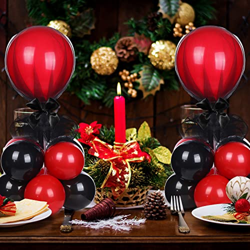 BBTO 4 Set Table Centerpieces Balloons Stand Kit Table Stand Holder with Tulle and Latex Balloons Reusable Centerpiece with Base for Birthday Wedding Halloween Xmas Party(Black and Red) - Image 5