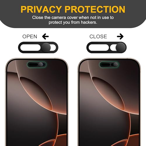 AIDOWU 3 Pack Privacy Cover Compatible for iPhone 16 Pro/iPhone 16 Pro Max with 2 Front Camera Privacy Cover, Anti-Spy Camera Cover, Easy-Adhesive Design, Safeguard on iPhone 16 Pro/16 Pro Max. Black - Image 2