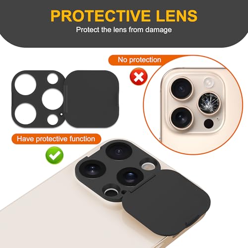 AIDOWU 3 Pack Privacy Cover Compatible for iPhone 16 Pro/iPhone 16 Pro Max with 2 Front Camera Privacy Cover, Anti-Spy Camera Cover, Easy-Adhesive Design, Safeguard on iPhone 16 Pro/16 Pro Max. Black - Image 4