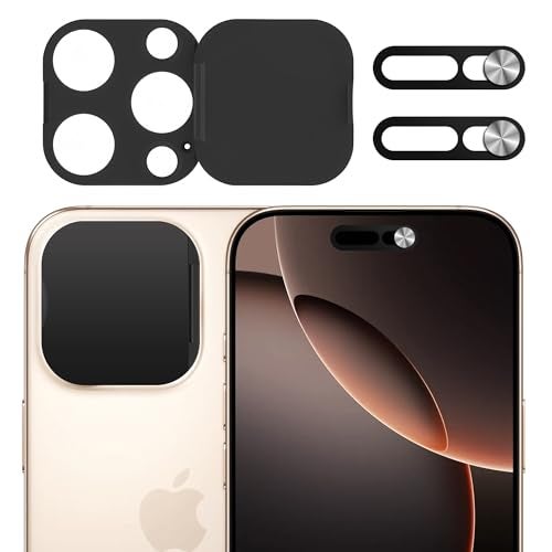 AIDOWU 3 Pack Privacy Cover Compatible for iPhone 16 Pro/iPhone 16 Pro Max with 2 Front Camera Privacy Cover, Anti-Spy Camera Cover, Easy-Adhesive Design, Safeguard on iPhone 16 Pro/16 Pro Max. Black - Image 1