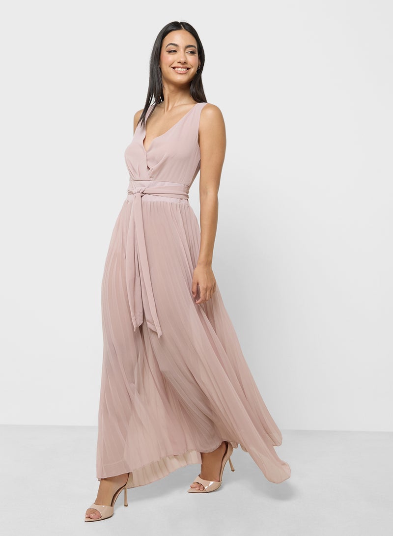 ايلا فستان ماكسي شيفون مطوي - Image 1