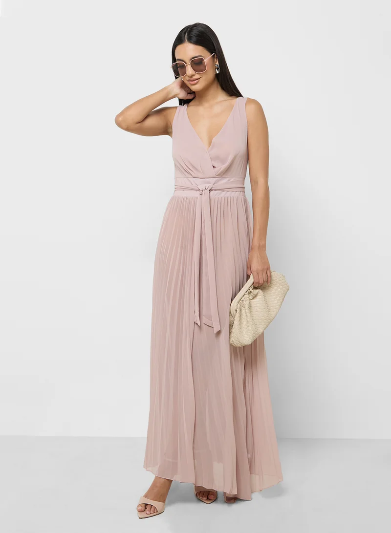 ELLA Pleated Chiffon Maxi Dress