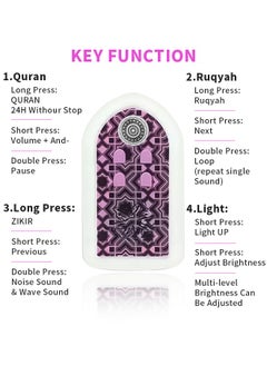 BESTIS Mini Wall Plug Quran Speaker with Light Wall Koran Reciter Ramadan Pray Essential Gift Pink 13*7*3cm  - Image 2