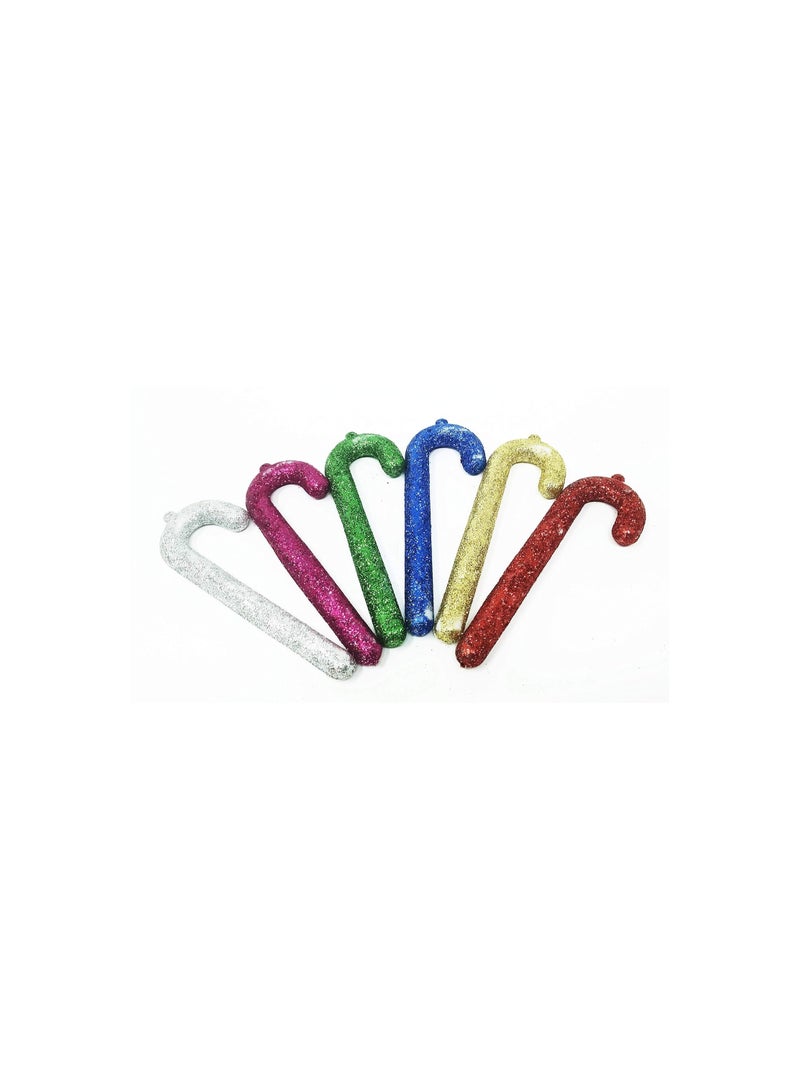 6 قطع من قصب حلوى للتعليق لزينة شجرة الكريسماس من هيرزوايلد، ، قلادة الحلوى، معلقة (الوان متعدده) كبير - Image 2