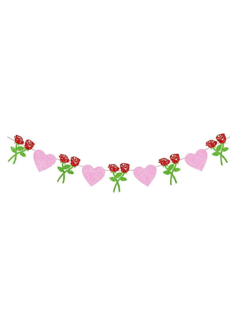 xozgdovg Party decoration red pink love flag rose love flag 