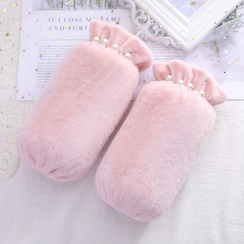 Thickened Pearl Fleece Winter Sleeve Covers for Women Leather powder 