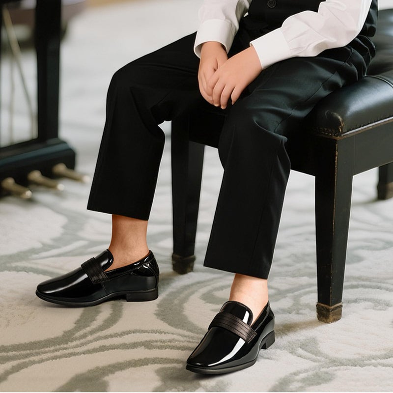 Bruno Marc Boys Dress Shoes Slip-on Loafers Formal Tuxedo Shoes,Size 6 Big Kid,Bright Black,SBLS2340K - Image 3