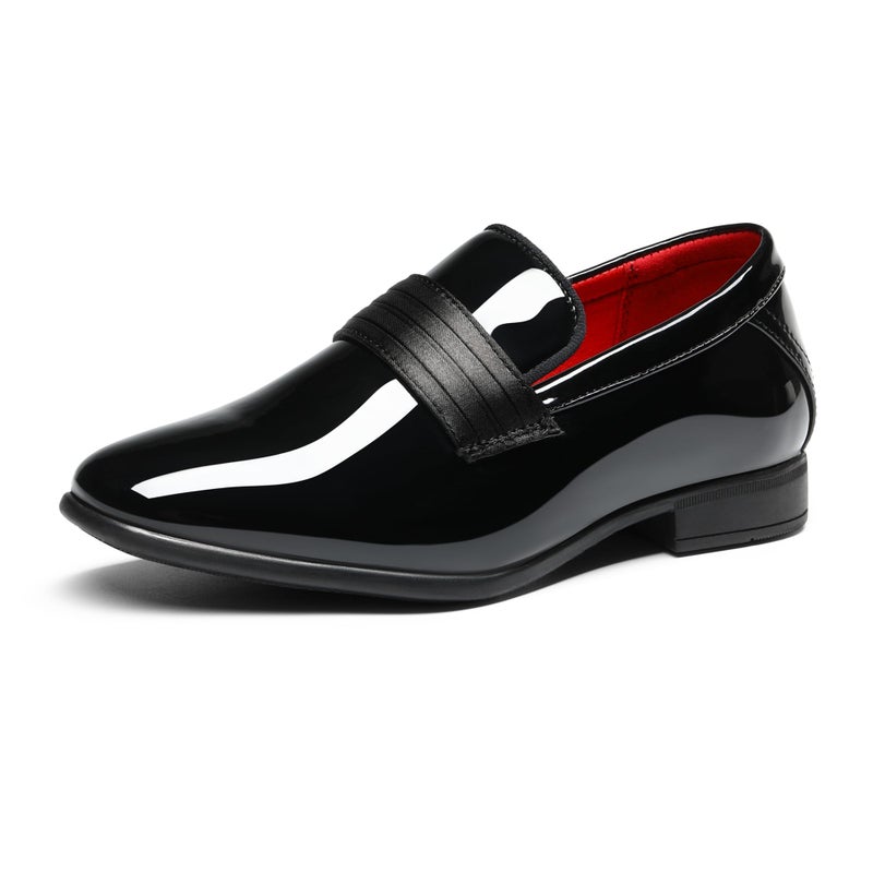 Bruno Marc Boys Dress Shoes Slip-on Loafers Formal Tuxedo Shoes,Size 6 Big Kid,Bright Black,SBLS2340K - Image 1