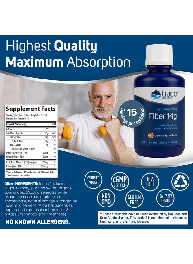 تراس مينيرالز ألياف معدنية سريعة الامتصاص 14 جم - مكمل غذائي غني بالألياف مع الصبار وعصير التفاح والبورون - يدعم الهضم الصحي مع ألياف بريبايوتيك - بنكهة البرتقال واليوسفي، 15 أونصة سائلة (15 حصة) - Image 4
