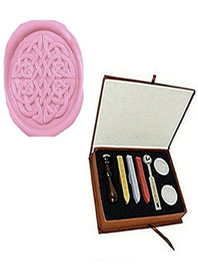 MDLG Vintage Celtic Knot Wax Seal Stamp Sealing Wax Sticks Melting Spoon Candle Box Set Decorative Invitation Christmas Package Sealing Wax Seal Stamp Kit - Image 1