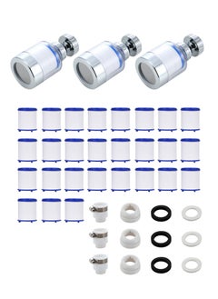 Teuuea Universal Faucet Water Filter, 360° Rotatable Kitchen Sink Tap Purifier, Water Filter Removes Chlorine Sediment Suspended Solids Rust Colloids for Kitchen Bathroom (3 Pack and 27 Filter Cartridges)  - Image 1