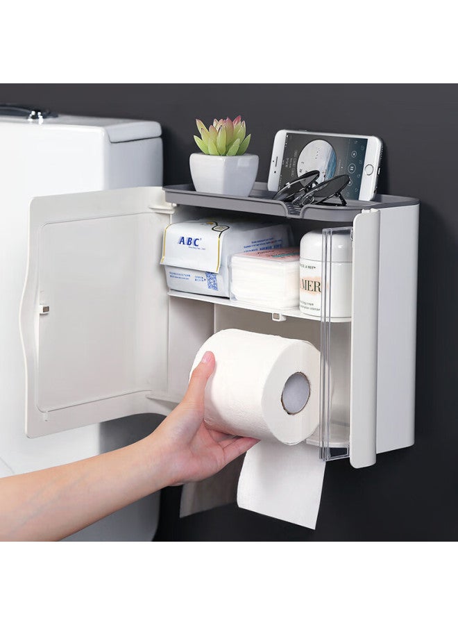 Gongxun Bathroom Tissue Box, Waterproof Toilet Paper Holder, Wall-mounted Tissue Dispenser For Home Use, Magnetic Paper Towel Rack - Image 2