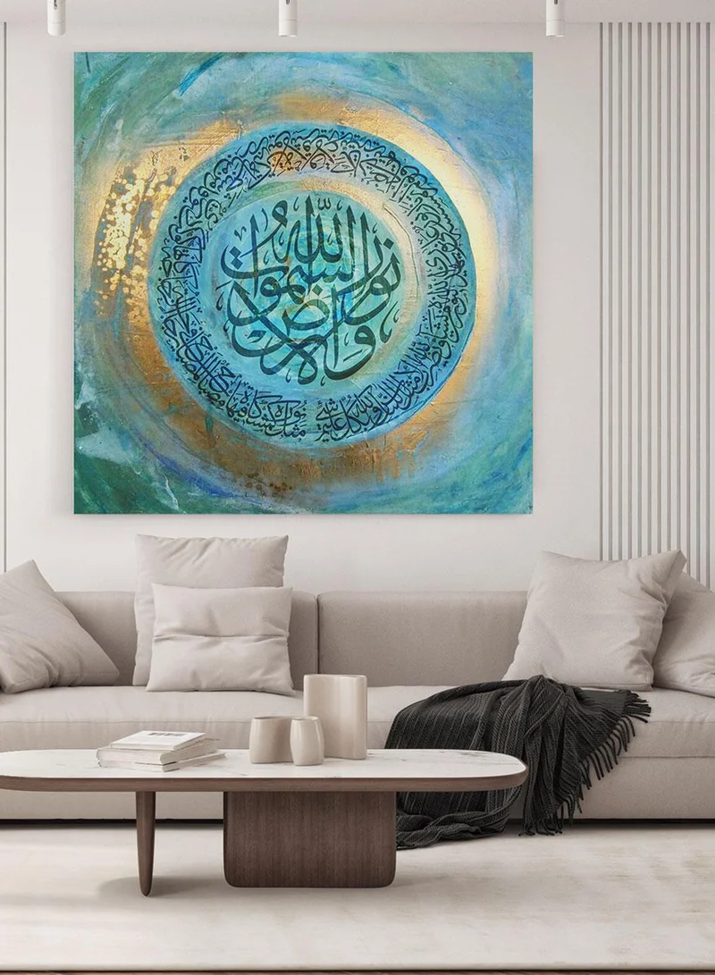 لوحة لوحة كانفاس على إطار خشبي بتصميم نمط فني منحنيات