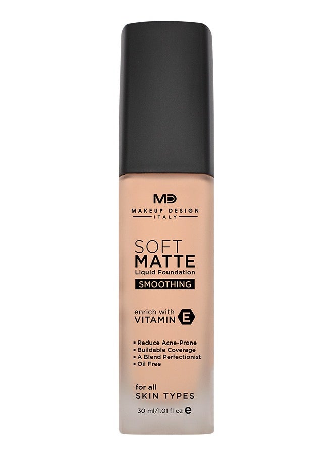 MD MAKE UP DESIGN MD Soft Matte Smoothing Foundation, With Vitamin E & Oil Free , Color 06 Rustic, 30 ml / 1.01 fl oz  - Image 1