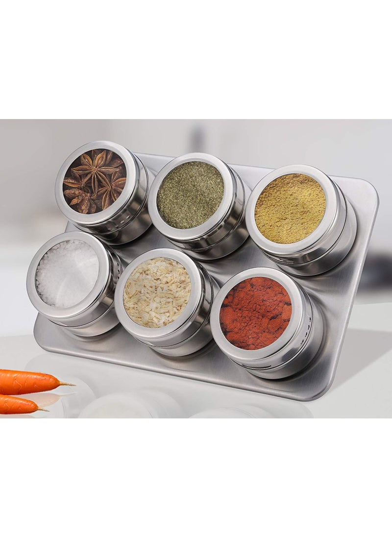 SGMSC SGMSC 06 Pcs Stainless Steel Magnetic Spice Containers Racks for Kitchen Storage  - Image 2