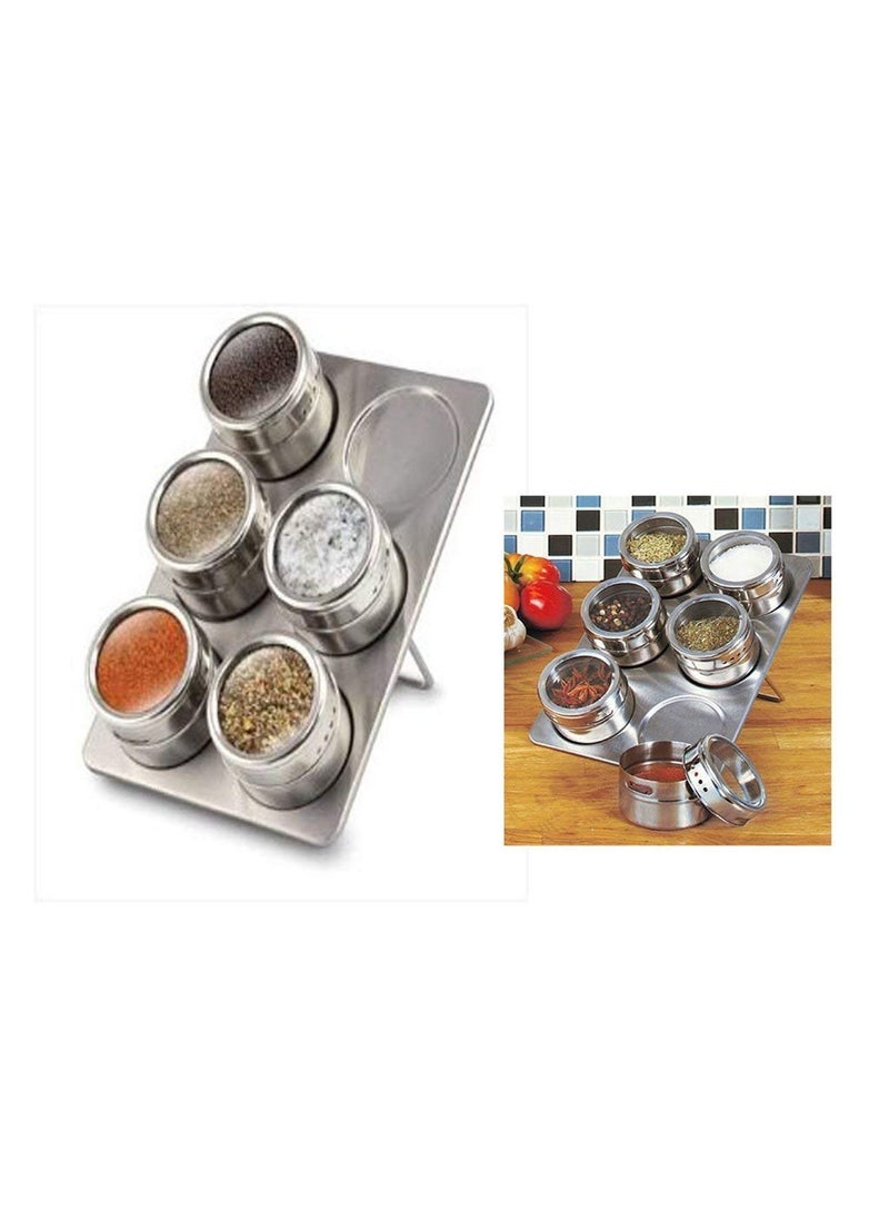 SGMSC SGMSC 06 Pcs Stainless Steel Magnetic Spice Containers Racks for Kitchen Storage  - Image 4