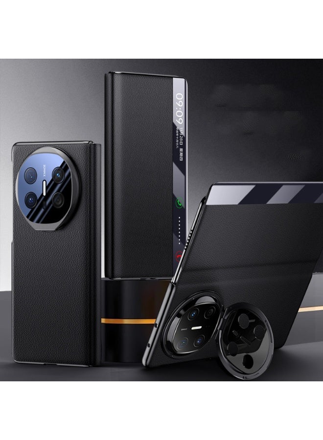 general Case Compatible with Huawei Mate X6, Frosted Anti-fall Phone Case with Smart Window  Auto Sleep/Wake  Lens Protection Stand, Shockproof Protective Cover for Mate X6 - Image 1