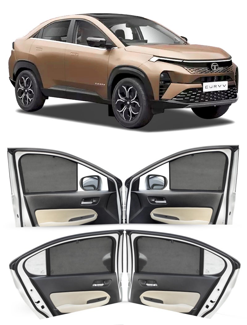 Autofact Car Sunshades for Tata Curvv, UV Protection, Useful Car Accessories, Custom fit Sun Shades for Side Windows, Set of 4 - Image 1