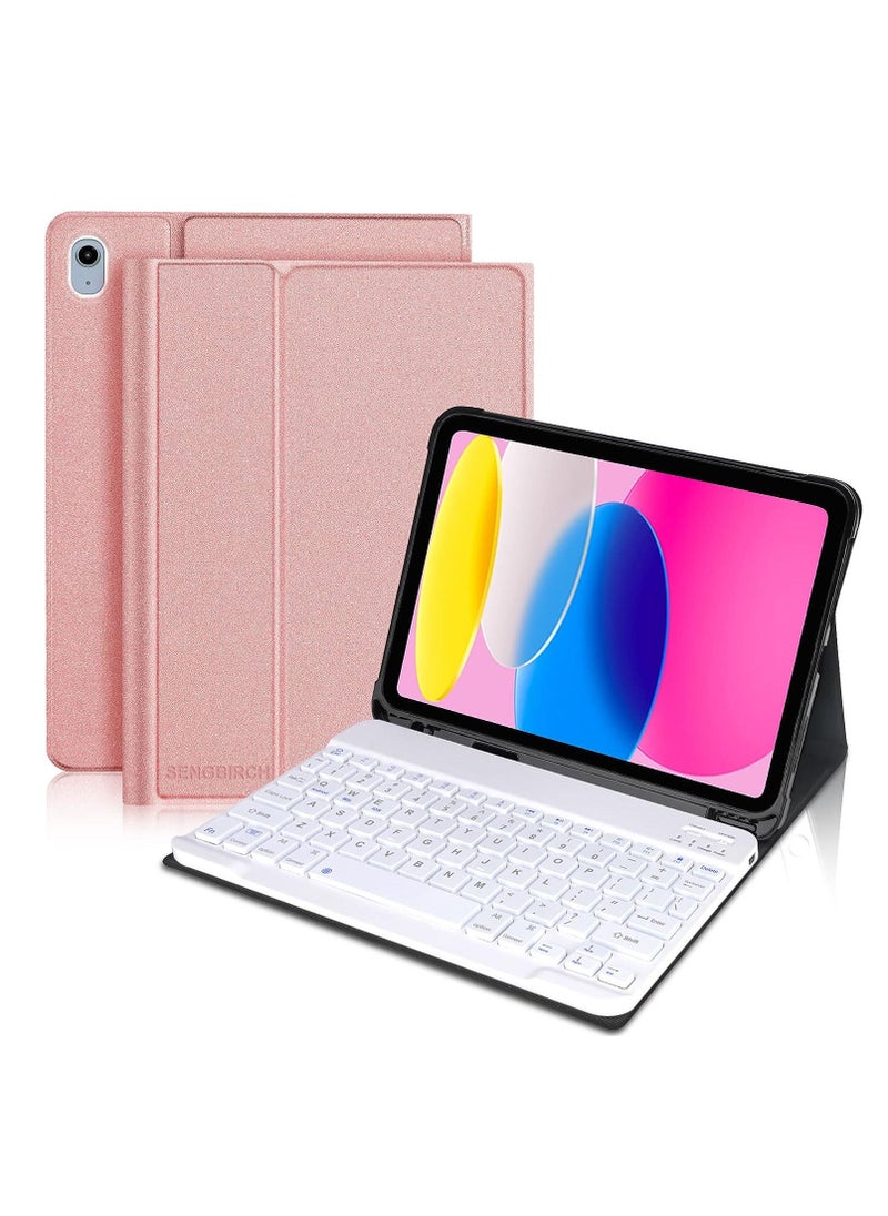 Generic - Rose Gold Color Keyboard Case For iPad 10th Generation 10.9 Inch Release 2022 Slim Smart Bluetooth Keyboard With Case Detachable Wireless Keyboard With Pencil Holder - Image 1