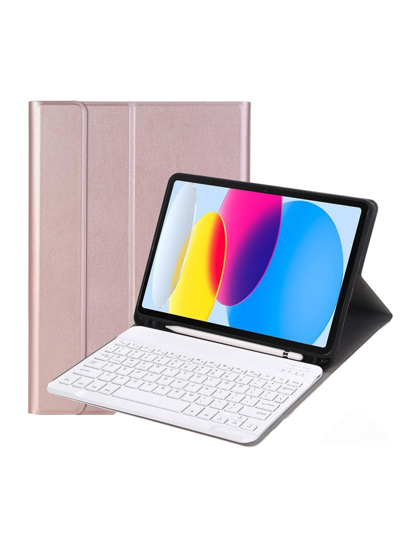 Generic - Rose Gold Color Keyboard Case For iPad 10th Generation 10.9 Inch Release 2022 Slim Smart Bluetooth Keyboard With Case Detachable Wireless Keyboard With Pencil Holder - Image 1