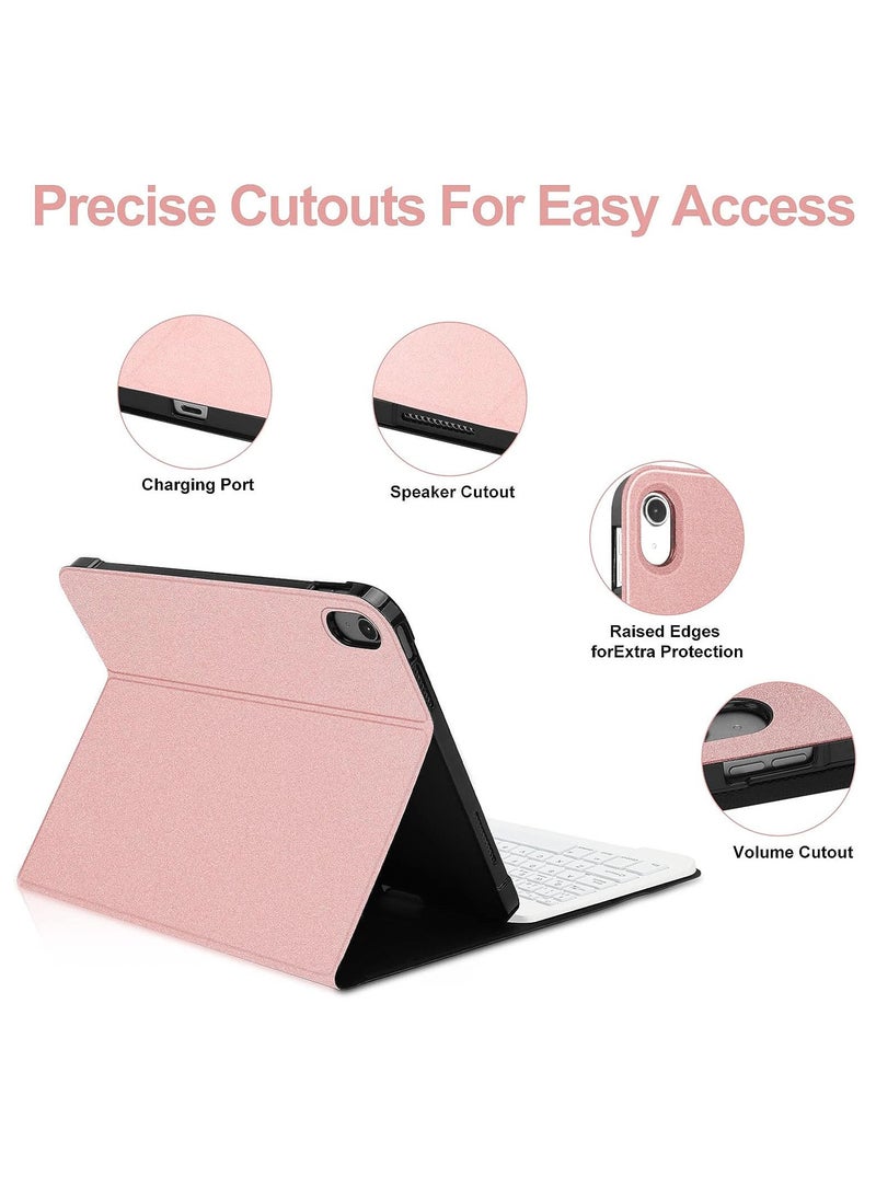 Generic - Rose Gold Color Keyboard Case For iPad 10th Generation 10.9 Inch Release 2022 Slim Smart Bluetooth Keyboard With Case Detachable Wireless Keyboard With Pencil Holder - Image 1