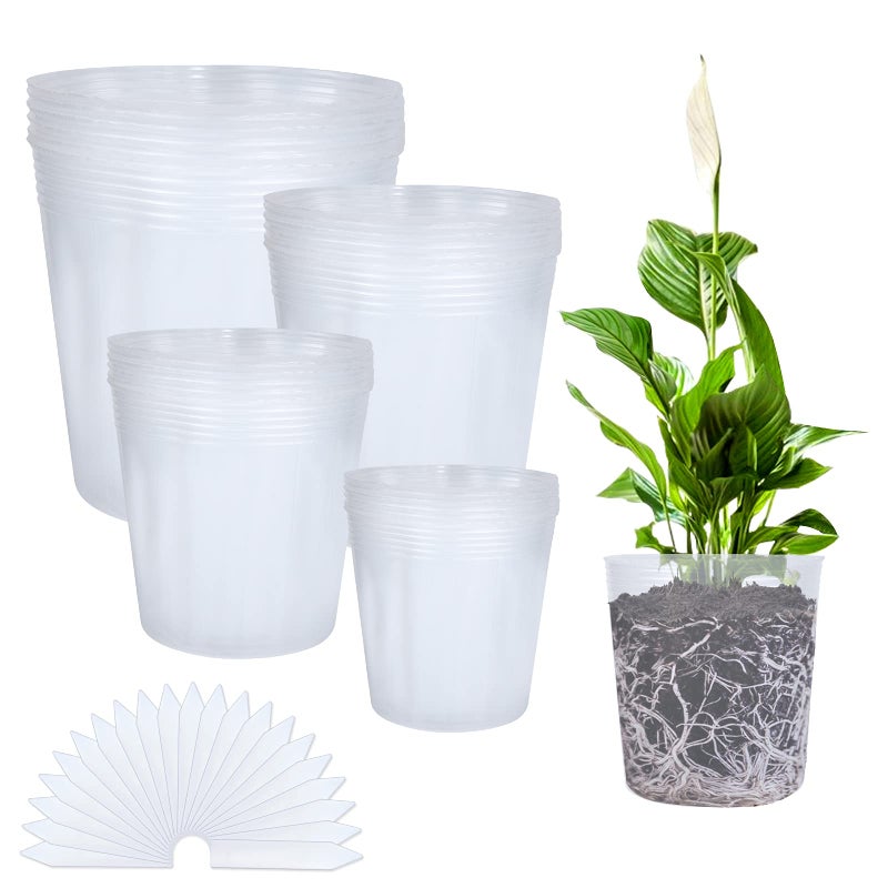 MIAHART MIAHART 40 Pack Plant Nursery Pots Plastic Planter with Drainage Hole Gardening Pot Planting Containers Starter Seed Starter Trays for Seedling with 40 Pcs Plant Labels 
