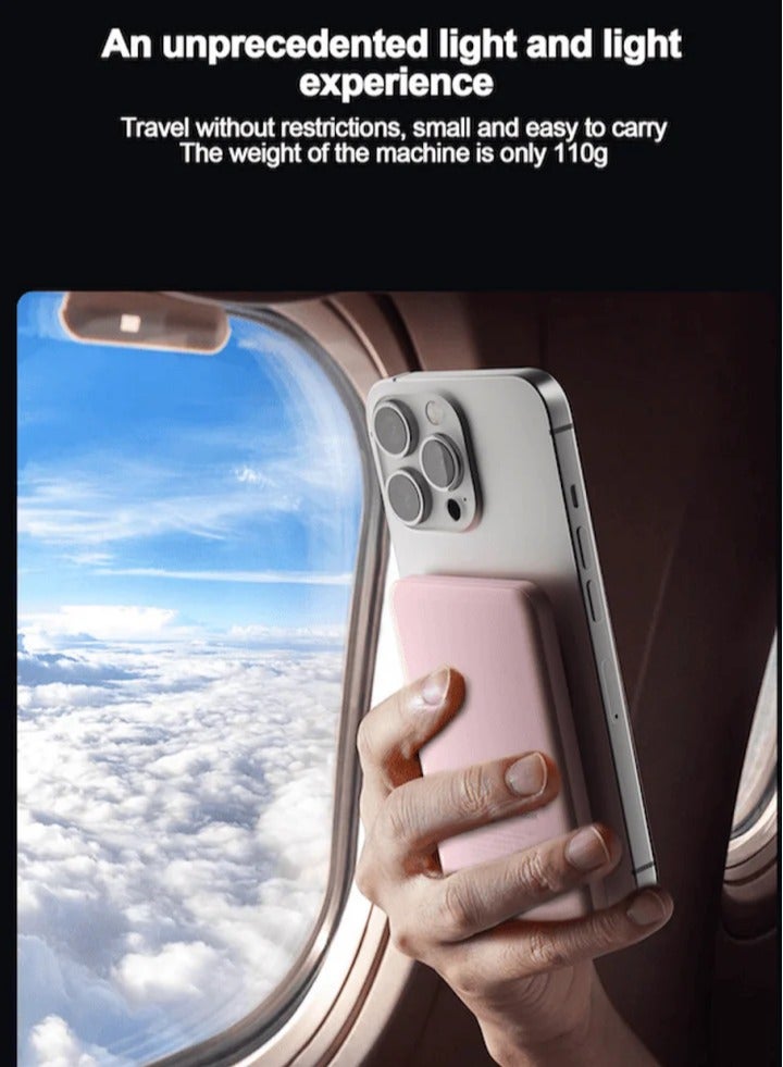 آيربوت باور بانك لاسلكي Airbot 5000mAh MagSafe، للهواتف الذكية التي تدعم الشحن اللاسلكي، الوزن الصافي حوالي 110 جرام فقط، امتصاص مغناطيسي قوي، خفيف الوزن ومغناطيسي، باور بانك محمول للسفر، يدعم الشحن السريع 20 وات للشحن السلكي (أسود) - Image 4