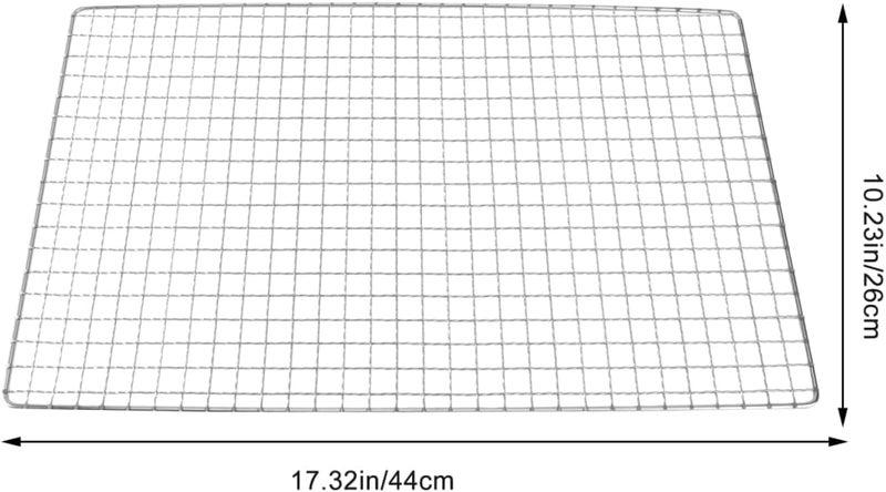 Hemoton Stainless Steel Squares Holes Grill Barbecue Wire Mesh Multi-Purpose BBQ Grid Cooking Baking Rack Barbecue Grill (26 x 44cm) Precision polished solid material - Image 3