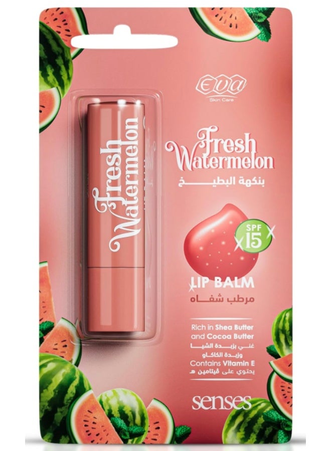 إيفا بلسم الشفاه سينسز - ترطيب برائحة البطيخ المنعش (ترطيب يدوم طويلاً، يدوم ٢٤ ساعة)