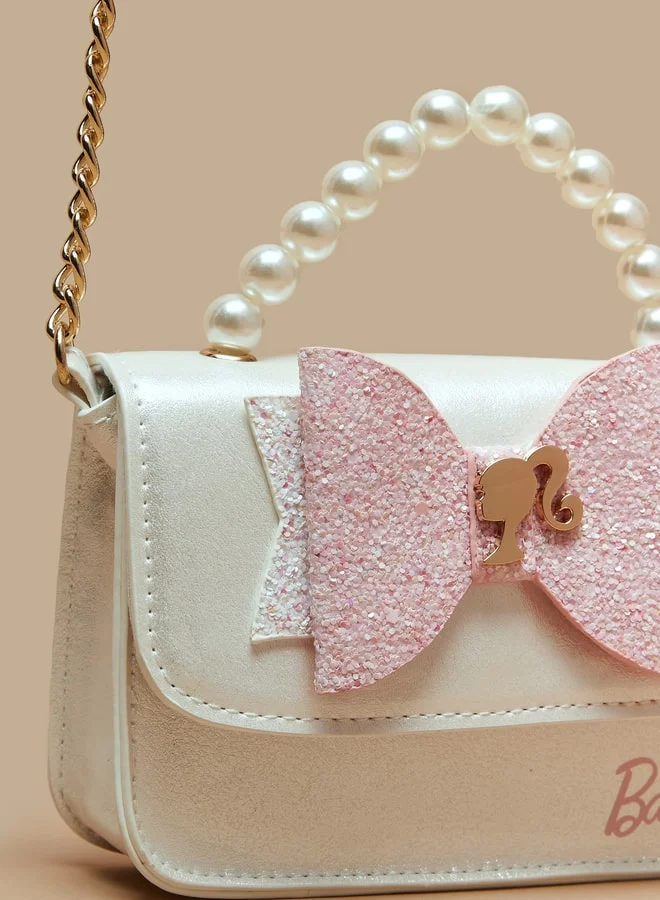 باربي Girls Bow Accented Crossbody bag with Pearl Embellished Handle