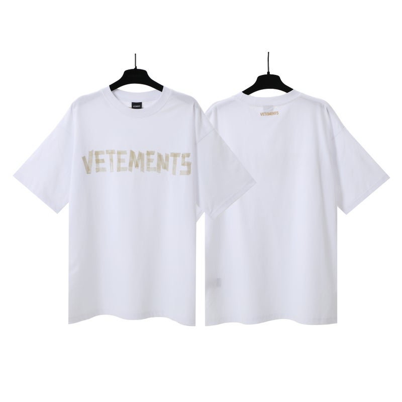 2024 American-Style Vtm Icon New Embroidered Letter Loose Casual Short-Sleeved T-Shirt For Men And Women, Couple Style, Summer - Image 5