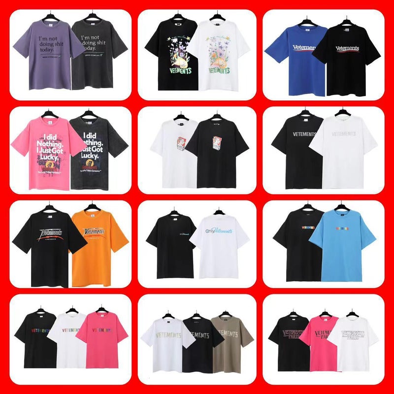 2024 American-Style Vtm Icon New Embroidered Letter Loose Casual Short-Sleeved T-Shirt For Men And Women, Couple Style, Summer - Image 2